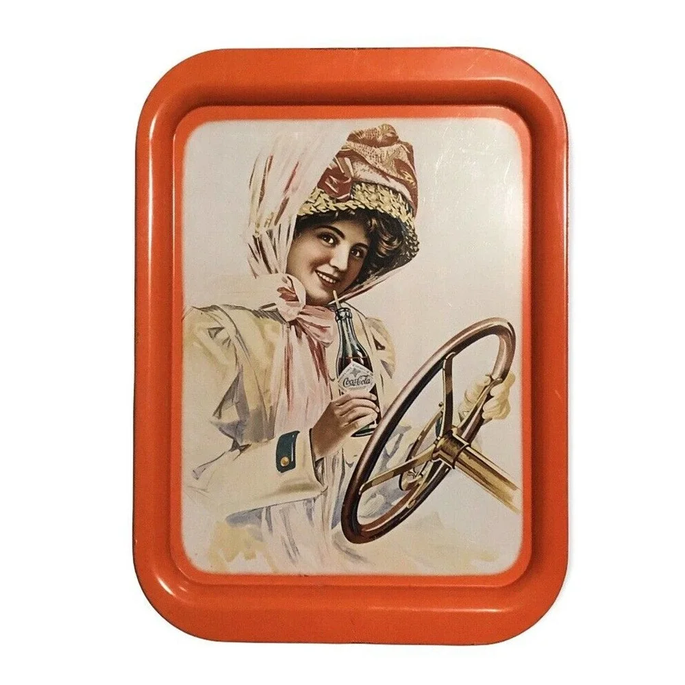 vintage original coca cola serving tray Girl in dister
